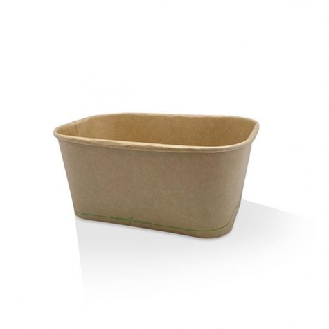 1000ml Takeaway Rectangular Container Kraft PLA Coated  300 pcs