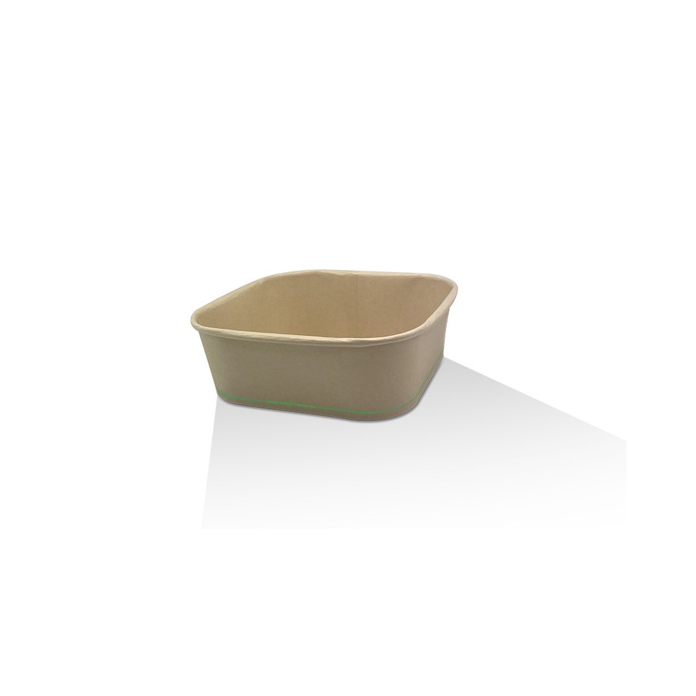 1000ml Takeaway Bamboo Paper Square Container BioBPS Coated  300 pcs