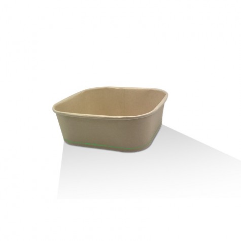 1000ml Takeaway Bamboo Paper Square Container BioBPS Coated  300 pcs