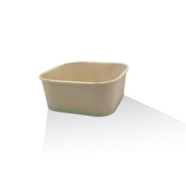1200ml Takeaway Bamboo Paper Square Container BioBPS Coated  300 pcs
