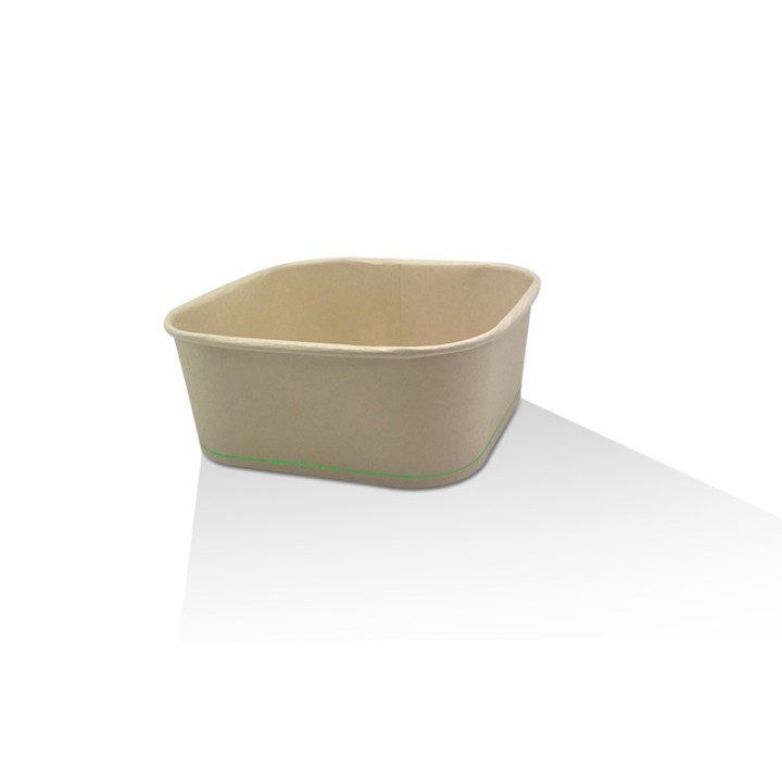 1200ml Takeaway Bamboo Paper Square Container BioBPS Coated  300 pcs