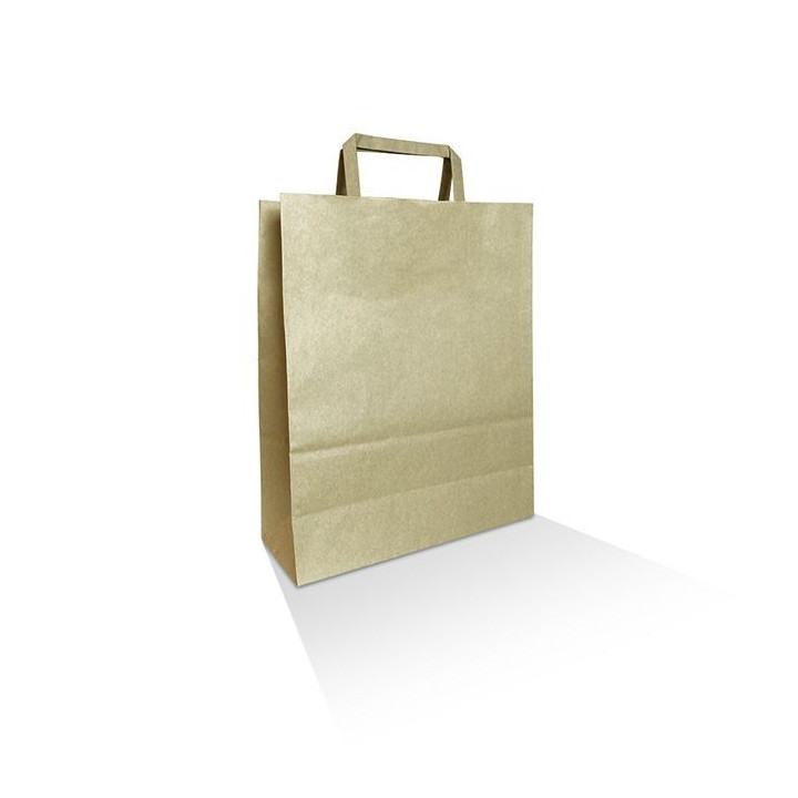 Extra Small Takeaway Bag Flat Paper Handle Brown Kraft  250 pcs