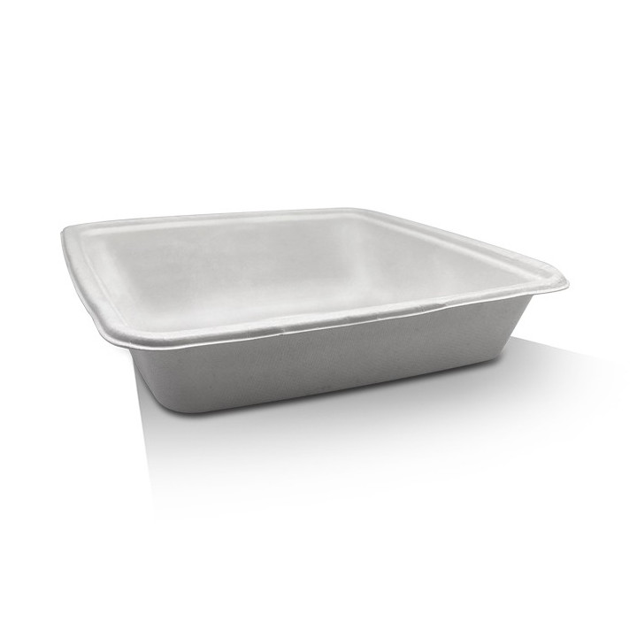 9" Sugarcane Square Takeaway Tray  200 pcs