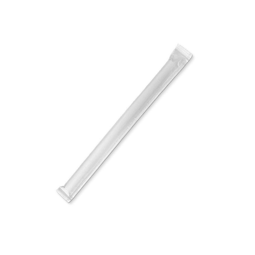 Paper Straw Bubble Tea Individually Wrapped White  1000 pcs