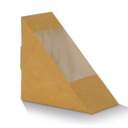 Sandwich Wedges / Container with Compostable PLA Window (122x72x122)  500 pcs