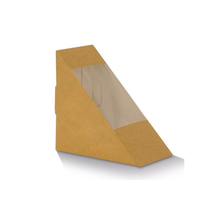 Sandwich Wedges / Container with Compostable PLA Window (122x72x122)  500 pcs