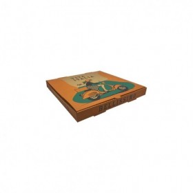 9" Brown Printed Pizza Box  100 pcs