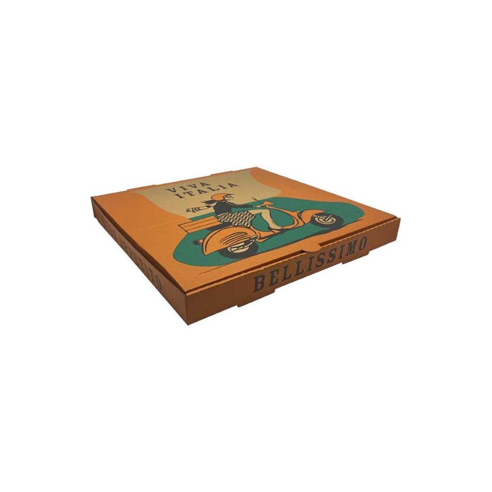 13" Brown Printed Pizza Box  100 pcs
