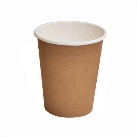 8oz Biodegradable Single Wall Coffee Cup Brown Print