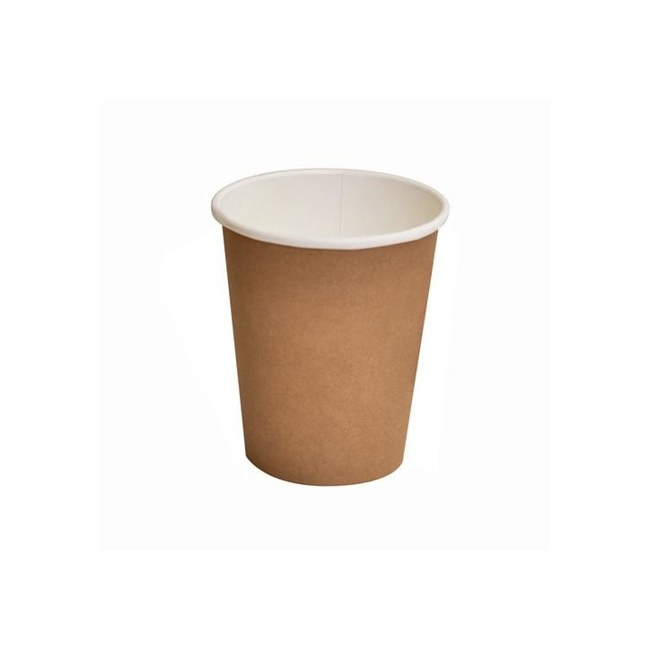 8oz Biodegradable Single Wall Coffee Cup Brown Print