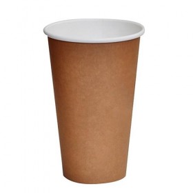 16oz Biodegradable Single Wall Coffee Cup Brown Print
