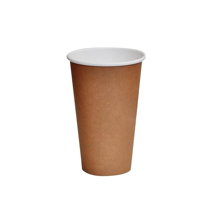 16oz Biodegradable Single Wall Coffee Cup Brown Print