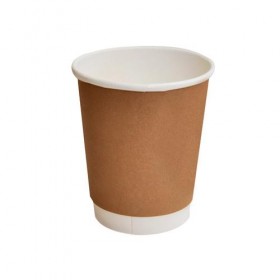 8oz Biodegradable Double Wall Coffee Cup Brown Print