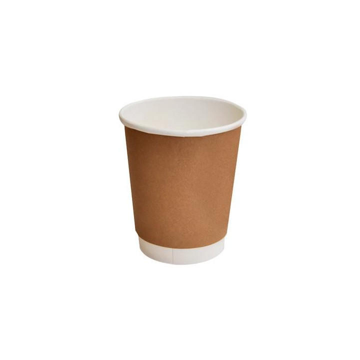 8oz Biodegradable Double Wall Coffee Cup Brown Print