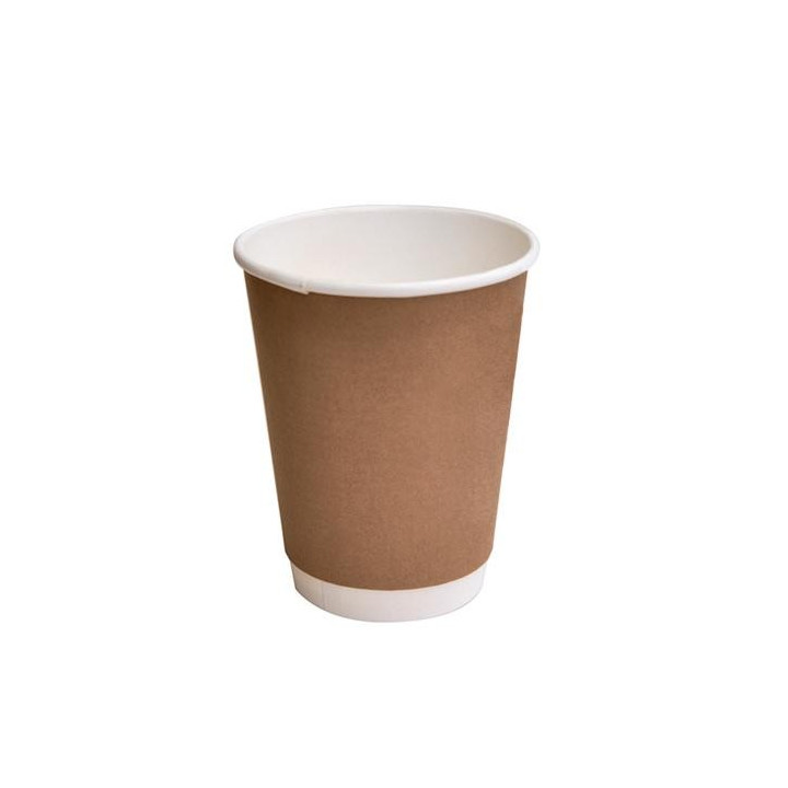 12oz Biodegradable Double Wall Coffee Cup Brown Print