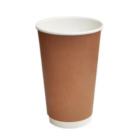 16oz Biodegradable Double Wall Coffee Cup Brown Print