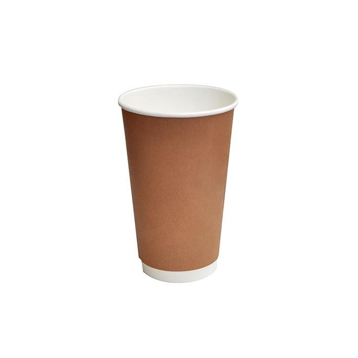 16oz Biodegradable Double Wall Coffee Cup Brown Print