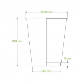 12oz Aqueous Single Wall BioCup Black  1000 pcs