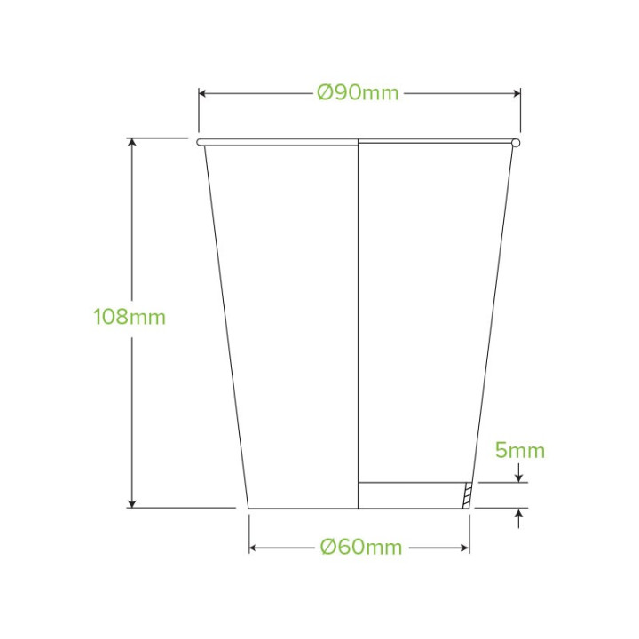 12oz Aqueous Single Wall BioCup Black  1000 pcs