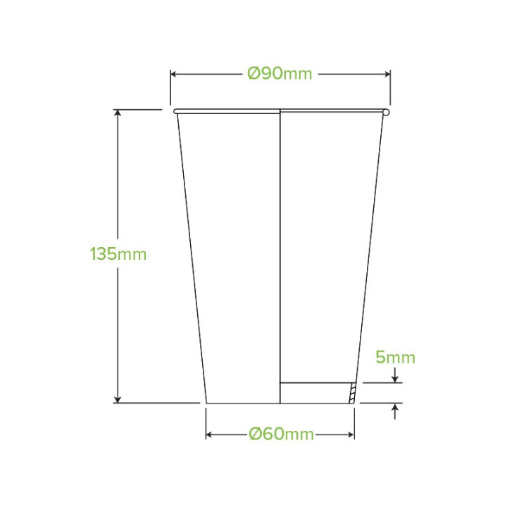 16oz Aqueous Single Wall BioCup Black  1000 pcs