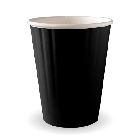 12oz Aqueous Double Wall BioCup Black  1000 pcs