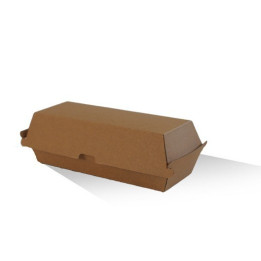 Hot Dog Box - Brown Corrugated Kraft - Plain  200 pcs