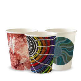 8oz Aqueous Coated SW Hot Paper BioCup - Indigenous Art Series  1000 pcs