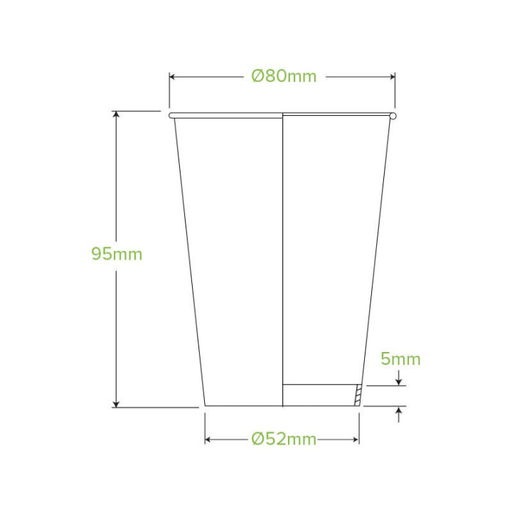 8oz PHA Single Wall Hot Paper BioCup - White  1000 pcs