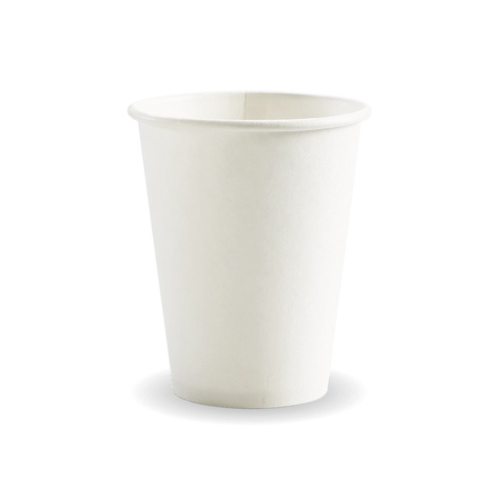 12oz PHA Single Wall Hot Paper BioCup - White  1000 pcs