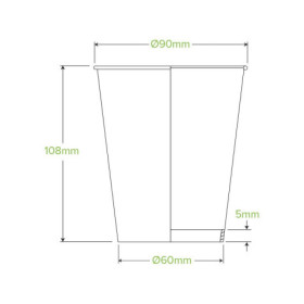 12oz PHA Single Wall Hot Paper BioCup - White  1000 pcs