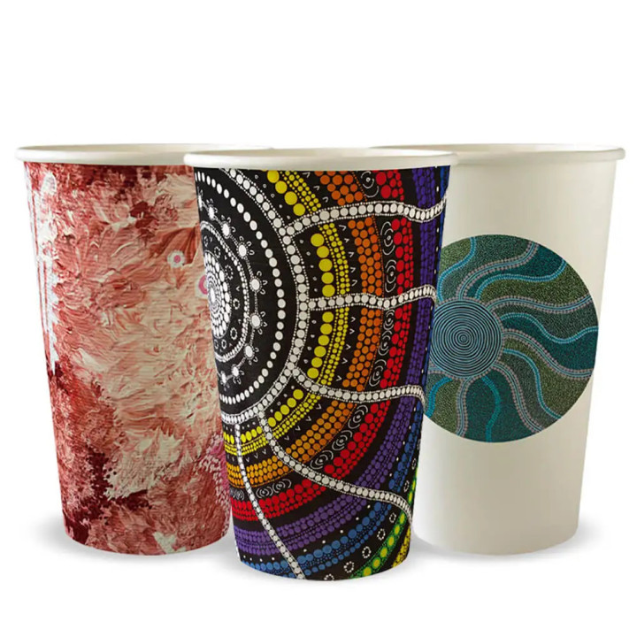 16oz Aqueous Coated SW Hot Paper BioCup - Indigenous Art Series  1000 pcs