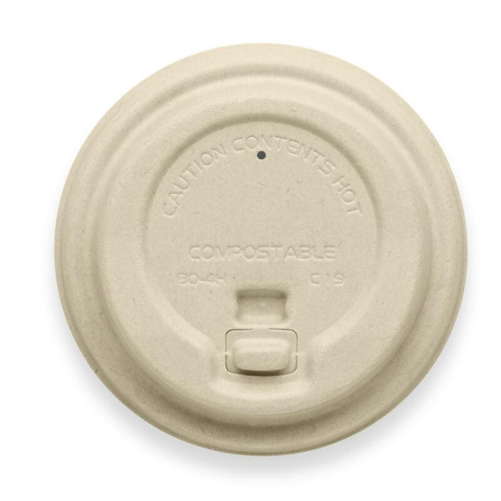 Reclosable pulp lid for 8oz Coffee Cups - Natural  1000 pcs
