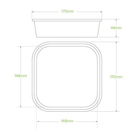 750ml square container with PLA lining (320gsm) FSC Mix - kraft  300 pcs