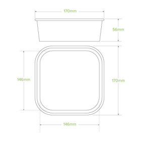 1000ml square container with PLA lining (320gsm) FSC Mix - kraft  300 pcs