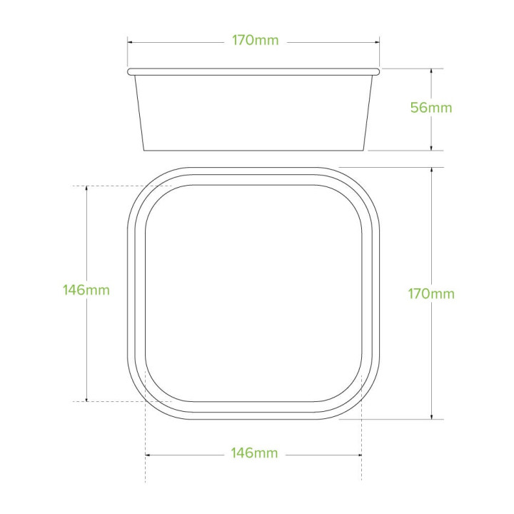1000ml square container with PLA lining (320gsm) FSC Mix - white  300 pcs