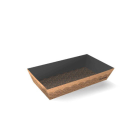 BioBoard Extra Small Sushi tray - kraft and black  300 pcs