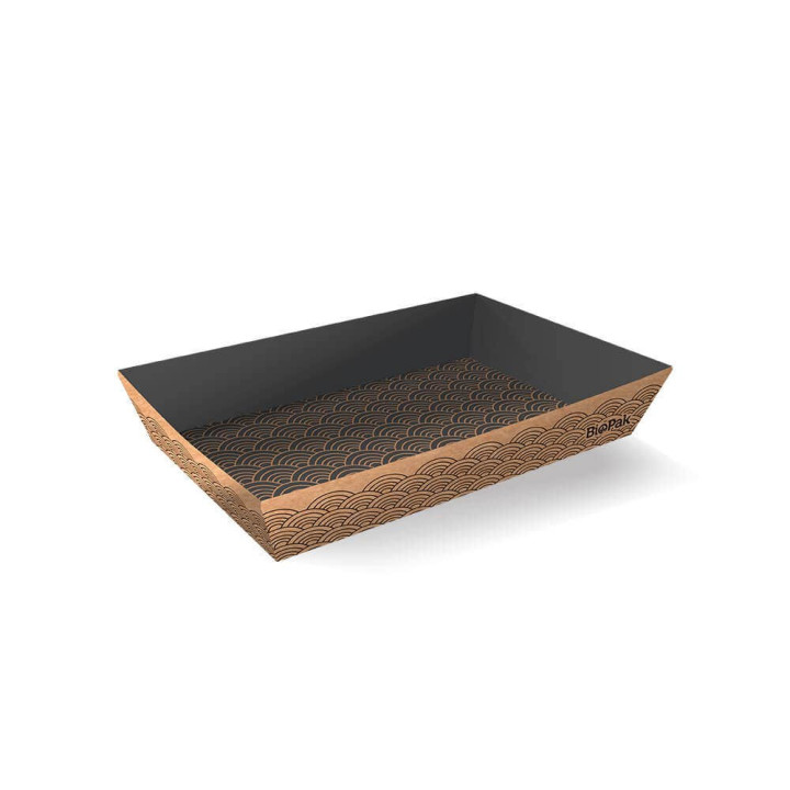 BioBoard Small Sushi Tray - kraft and black  300 pcs