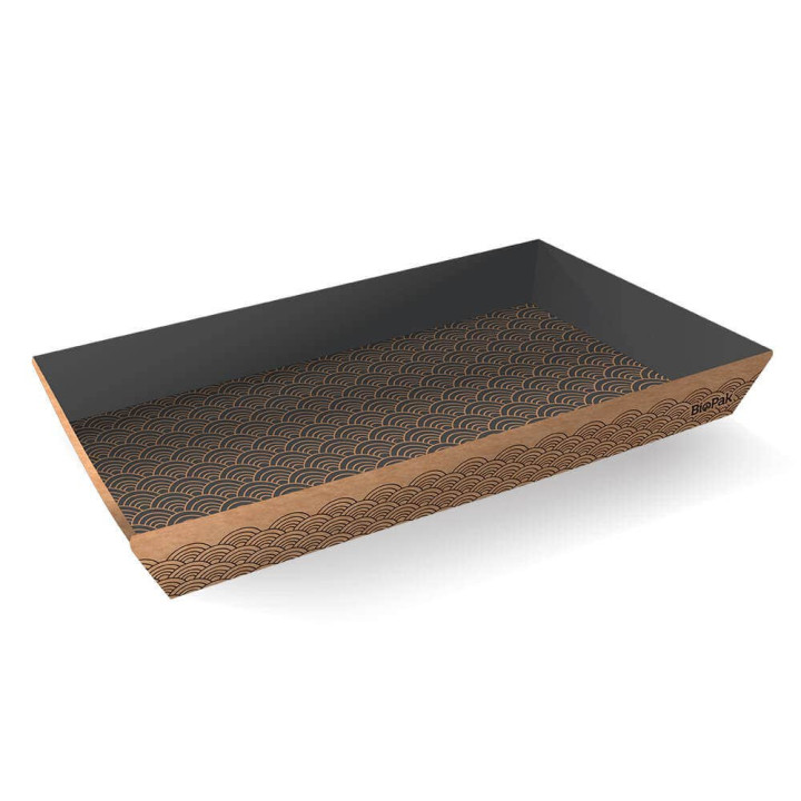 BioBoard Large Sushi Tray - kraft and black  300 pcs
