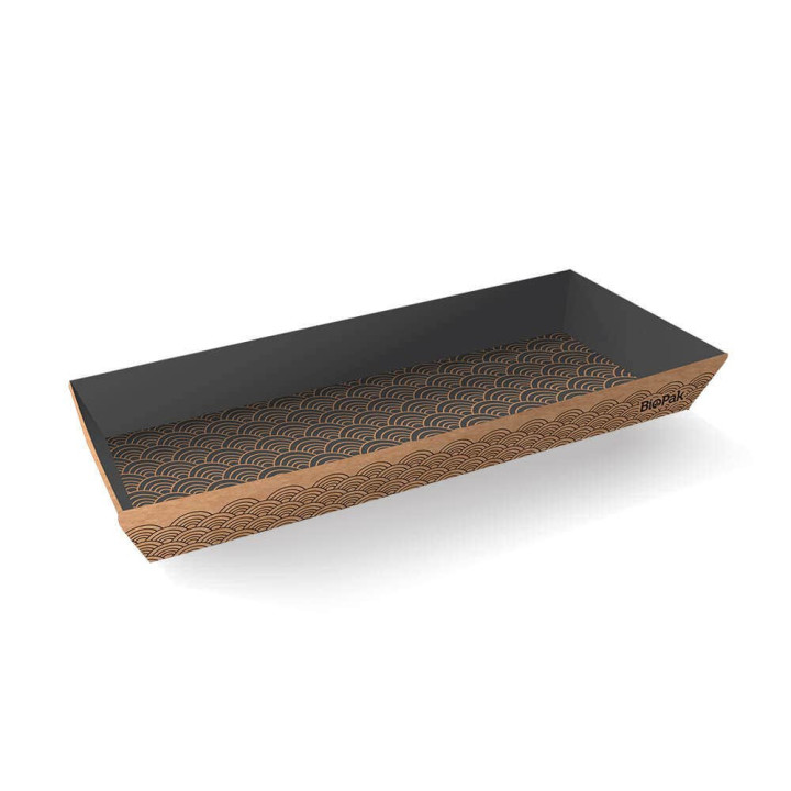BioBoard Large Sushi Tray - kraft and black  300 pcs