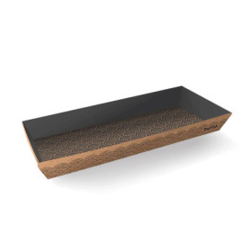 BioBoard Long Sushi Tray - kraft and black  300 pcs