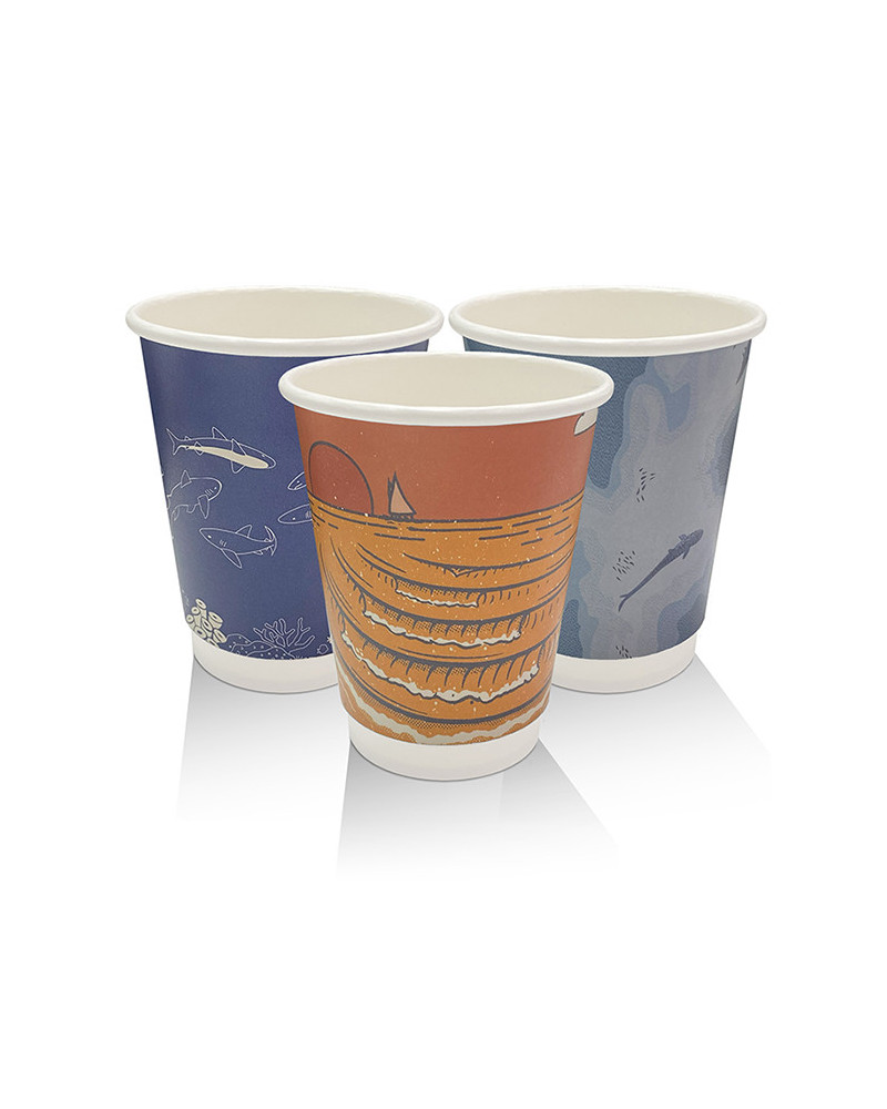 12oz Aqueous Coated Art Series Double Wall Cup (90mm) - 500 pcs