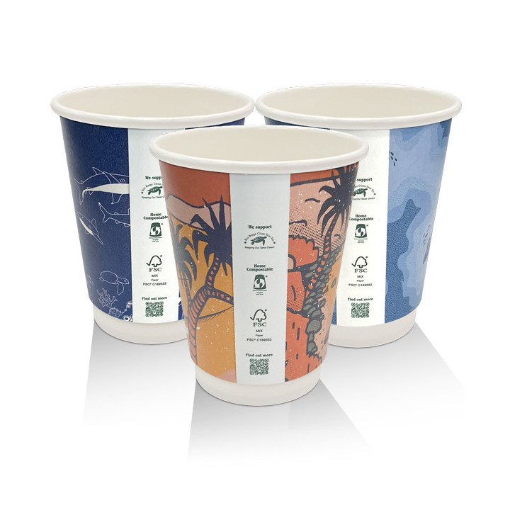 12oz Aqueous Coated Art Series Double Wall Cup (90mm) - 500 pcs