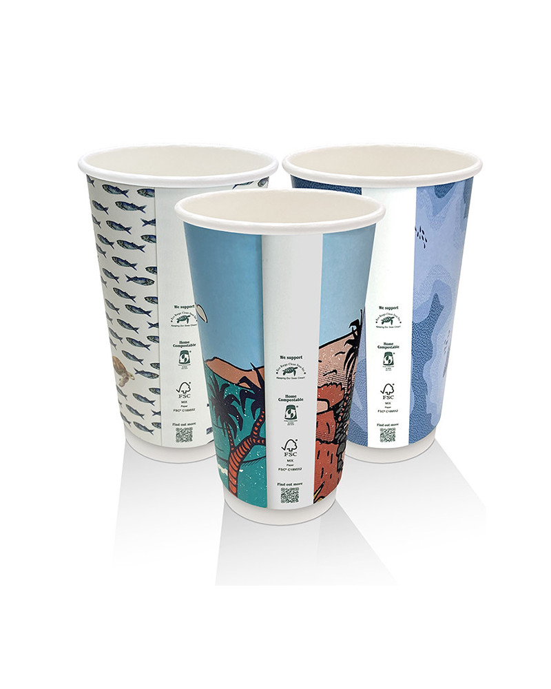 16oz Aqueous Coated Art Series Double Wall Cup - 500 pcs