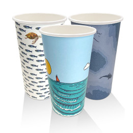16oz Aqueous Coated Art Series Single Wall Cup - 1000 pcs