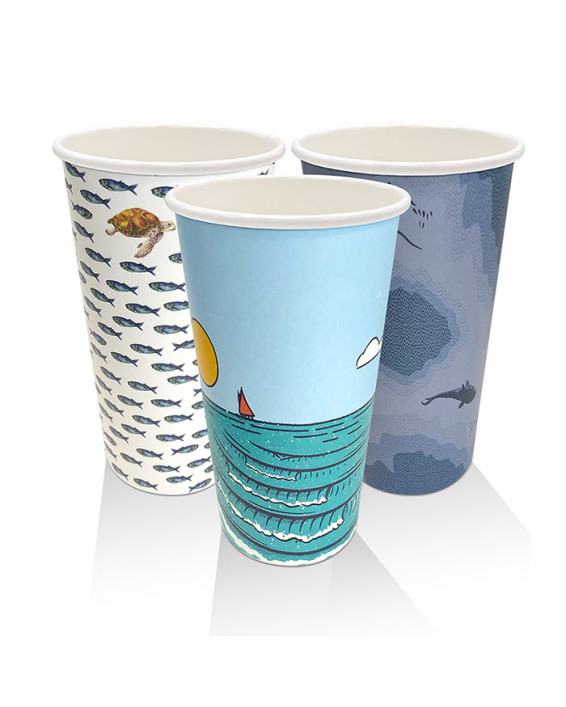 16oz Aqueous Coated Art Series Single Wall Cup - 1000 pcs