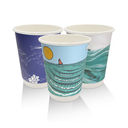 8oz Aqueous Coated Art Series Double Wall Cup - 500 pcs