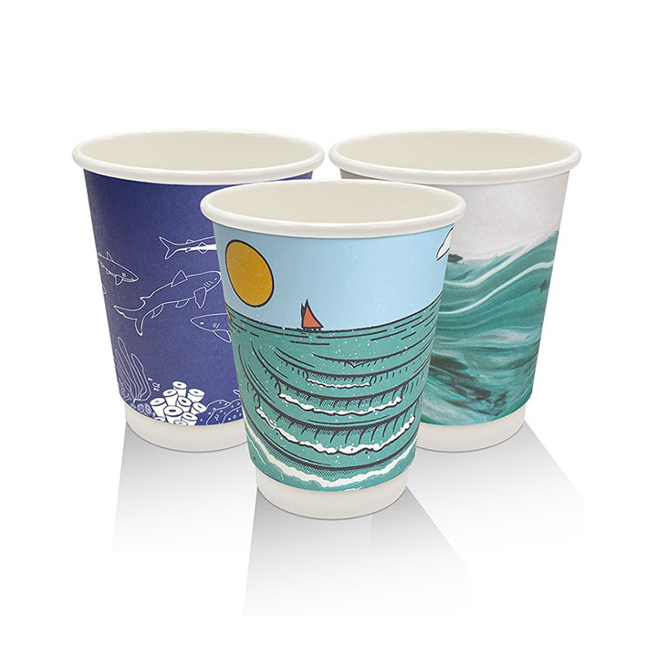 8oz Aqueous Coated Art Series Double Wall Cup - 500 pcs