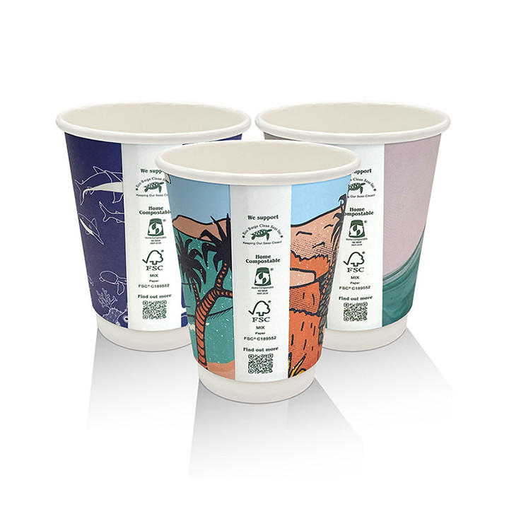 8oz Aqueous Coated Art Series Double Wall Cup - 500 pcs