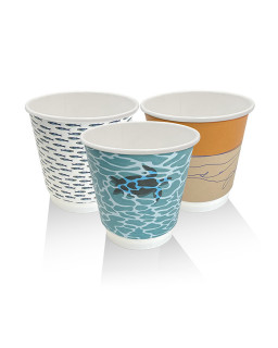 8oz(90mm) Aqueous Coated Art Series Double Wall Cup (Universal Lid) - 500 pcs