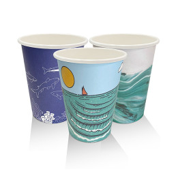 8oz Aqueous Coated Art Series Single Wall Cup - 1000 pcs
